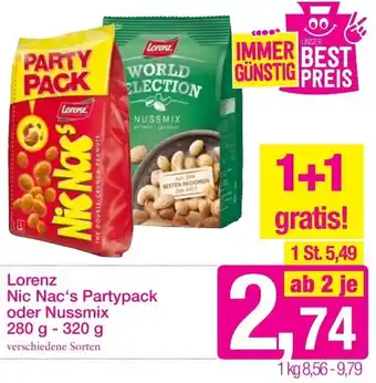 Sutterlüty Lorenz Nic Nac's Partypack oder Nussmix 280g-320g Angebot