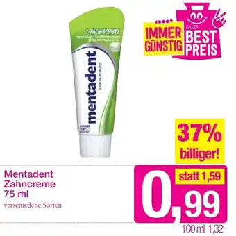 Sutterlüty Mentadent Zahncreme 75ml Angebot