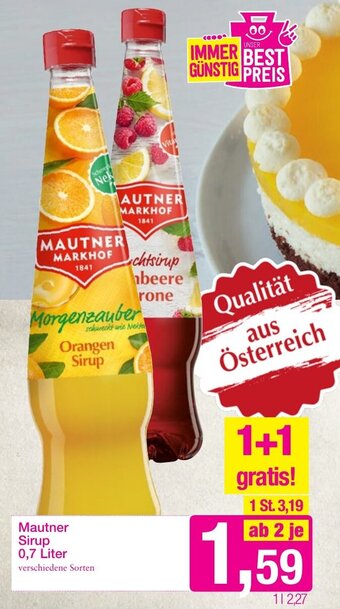 Sutterlüty Mautner Sirup 0,7 Liter Angebot