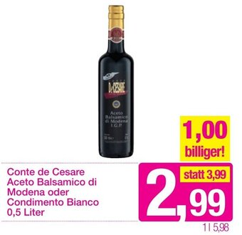 Sutterlüty Conte De Cesare Aceto Balsamico Di Modena Oder Condimento Bianco 0,5 Liter Angebot