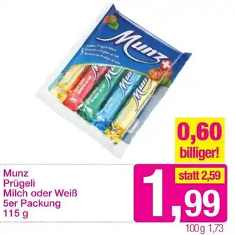 Sutterlüty Muz Prügeli Milch oder Weiß 5er Packung 115g Angebot