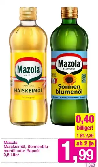 Sutterlüty Mazola Maiskeimöl , Sonnenblumenöl oder Rapsöl 0,5 Liter Angebot