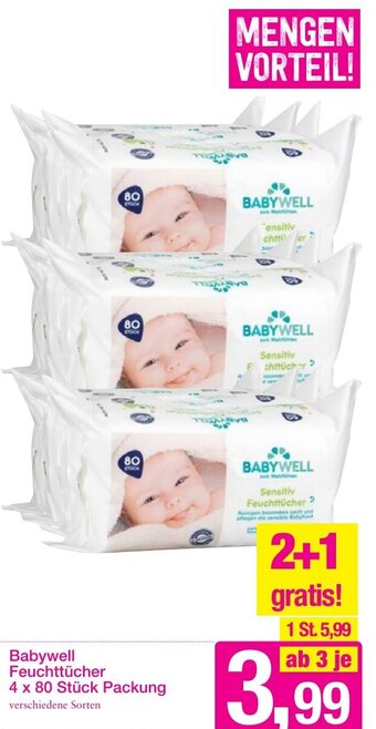 Sutterlüty Babywell Feuchttücher 4x80 Stück Packung Angebot