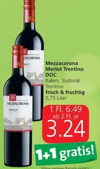 Spar Mezzacorona Merlot Trentino DOC 0,75 Liter Angebot
