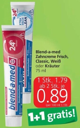 Spar Blend-a-med Zahncreme Frisch, Classic, Weiß oder Kräuter 75 ml Angebot