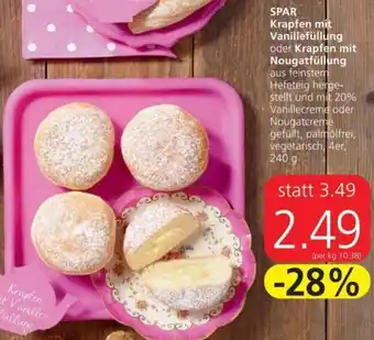 Spar Spar Krapfen mit Vanillefüllung oder Krapfen mit Nougatfüllung 240g Angebot