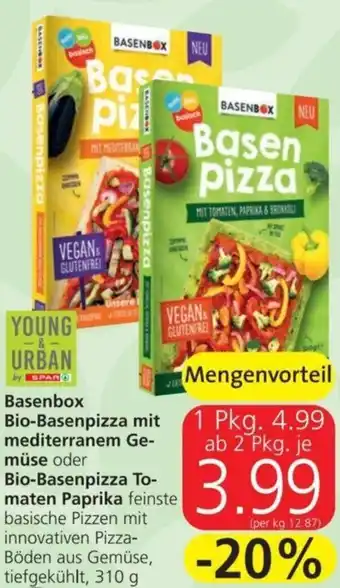 Spar Basenbox Bio-Basenpizza mit mediterranem Gemüse oder Bio-Basenpizza Tomaten Paprika 310 g Angebot