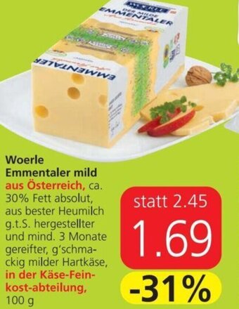 Spar Woerle Emmentaler mild 100g Angebot