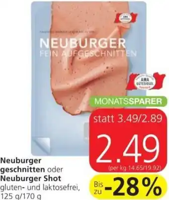 Spar Neuburger Geschnitten oder Neuburger Shot 125g/170g Angebot