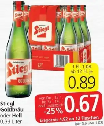 Spar Stiegl Goldbräu od. Hell 0,33 Liter Angebot