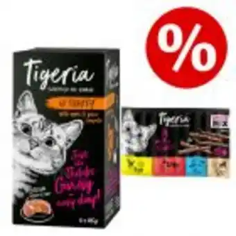 Tigeria nassnahrung 6 x 85 g + tigeria sticks mix 10 x 5 g zum probierpreis!