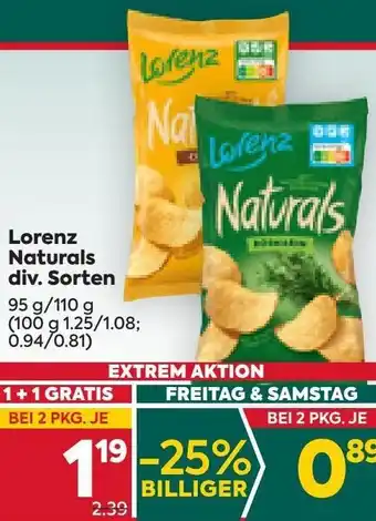 Billa Lorenz Naturals div. Sorten 95g/110g Angebot