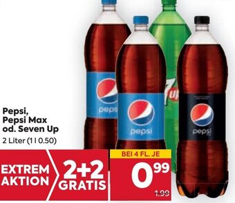Billa Pepsi, Pepsi Max od. Seven Up 2 Liter Angebot
