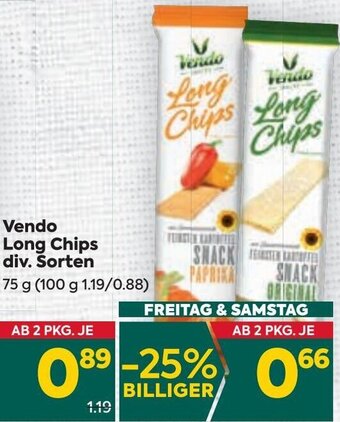 Billa Vendo Long Chips 75g Angebot