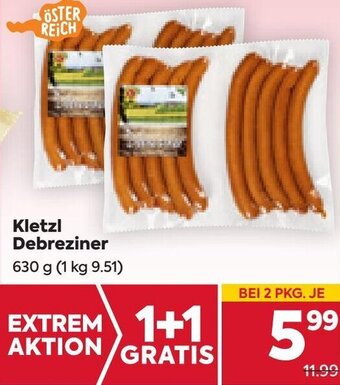Billa Kletzl Debreziner 630 g Angebot