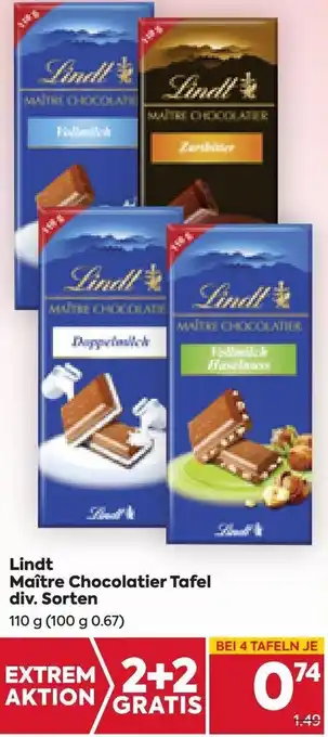 Billa Lindt Maître Chocolatier Tafel 110 g Angebot