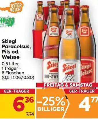 Billa Stiegl Paracelsus, Pils od. Weisse 0,5 Liter Angebot