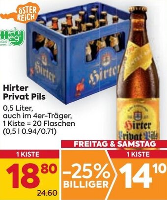 Billa Hirter Privat Pils 0,5 Liter Angebot