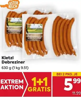 Billa Kletzl Debreziner 630 g Angebot