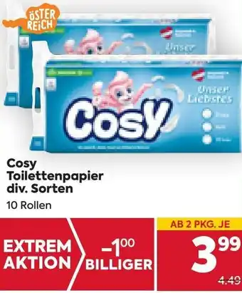 Billa Cosy Toilettenpapier 10 Rollen Angebot