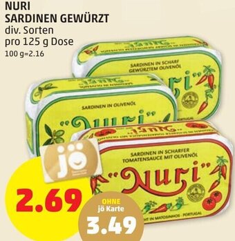 PENNY Nuri Sardinen Gewürzt 125 g Angebot