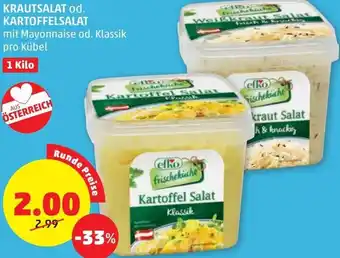 PENNY Efko Krautsalat od. Kartoffelsalat 1 kilo Angebot