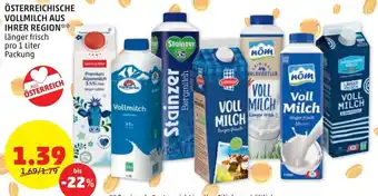 PENNY Österreichische Vollmilch aus 1 liter Angebot