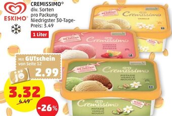 PENNY Eskimo Cremissimo 1 Liter Angebot