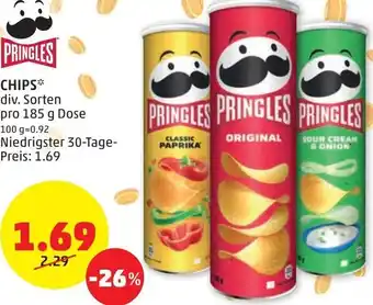 PENNY Pringles Chips 185 g Angebot
