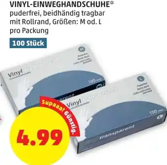PENNY Vinyl-Einweghandschuhe 100 Stk. Angebot