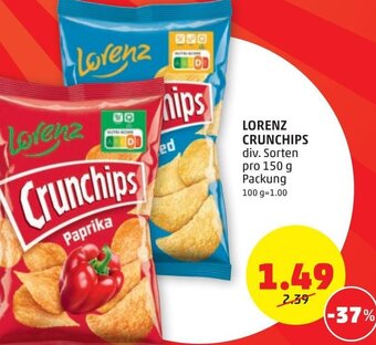 PENNY Lorenz Crunchips 150g Angebot
