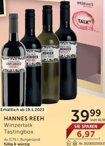 Interspar Hannes Reeh Winzertalk Tastingbox 4x 0,75L Angebot