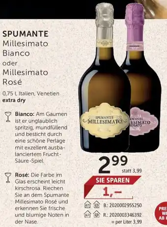 Interspar Spumante Millesimato Bianco oder Millesimato Rosé 0,75 L Angebot