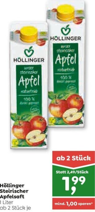 ADEG Höllinger Steirischer Apfelsaft 1 Liter Angebot