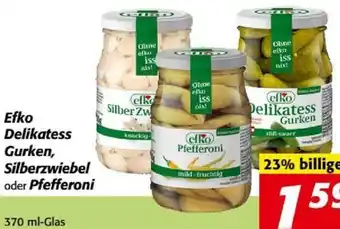Nah&Frisch Efko Delikatess Gurken, Silberzwiebel oder Pfefferoni 370 ml Angebot