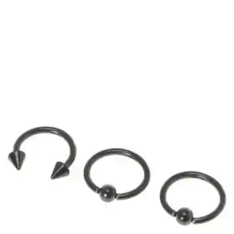 Claire's Black ball spiked cartilage hoop earrings - 3 pack Angebot