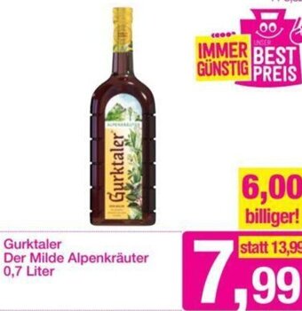 Sutterlüty Gurktaler Der Milde Alpenkräuter 0,7 Liter Angebot