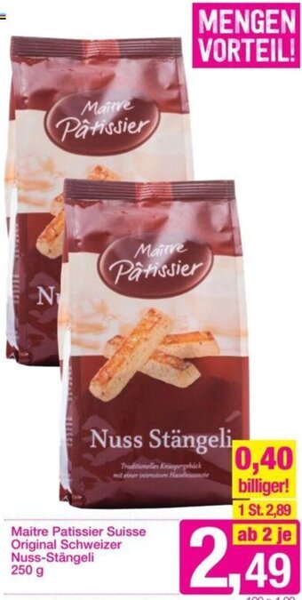 Sutterlüty Maitre Patissier Suisse Original Schweizer Nuss-Stängeli 250 g Angebot