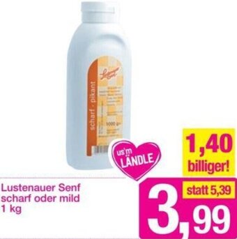 Sutterlüty Lustenauer Senf Scharf oder Mild 1 kg Angebot