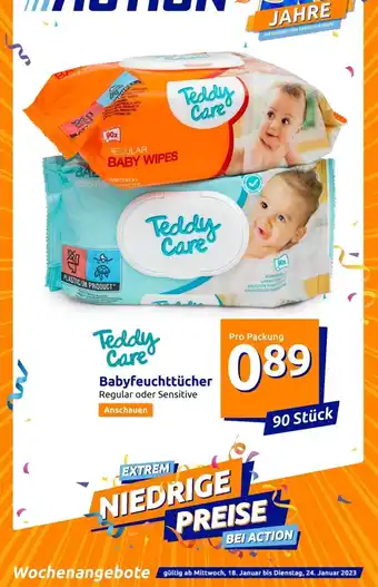Action Teddy Care Babyfeuchttücher Angebot