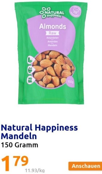 Action Natural Happiness Mandeln 150 Gramm Angebot