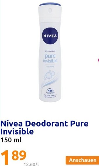 Action Nivea Deodorant Pure Invisible 150 ml Angebot