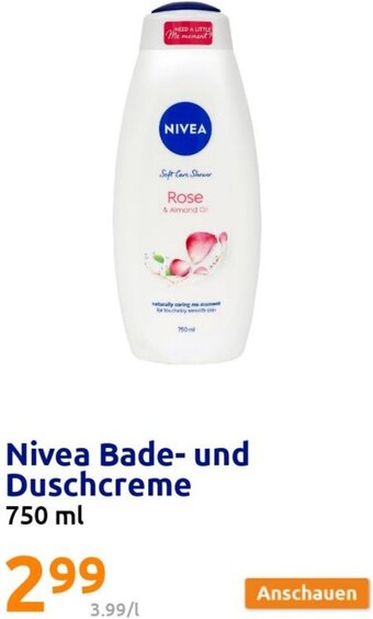 Action Nivea Bade- und Duschcreme 750 ml Angebot
