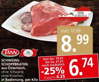 Spar Tann Schweins Schopfbraten per kilo Angebot