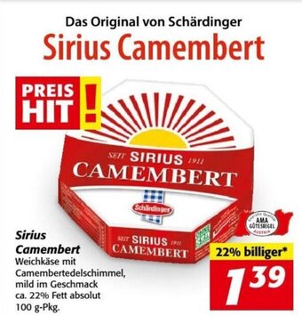 Nah&Frisch Sirius Camembert 100g Angebot