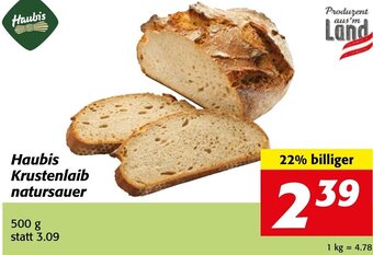 Strasser Markt Haubis Krustenlaib Natursauer 500 g Angebot