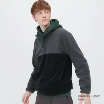 UNIQLO Fleece colour block button-up pullover Angebot
