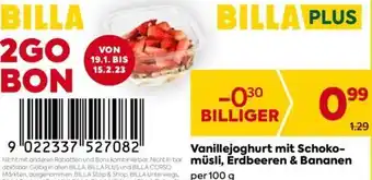 Billa Billa Vanillejoghurt mit Schokomüsli, Erdbeeren & Bananen per 100 g Angebot