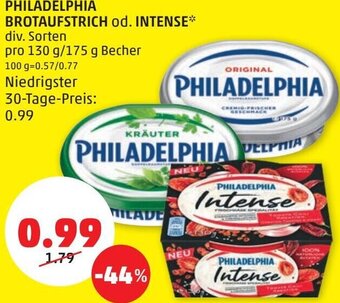 PENNY Philadelphia Brotaufstrich od. Intense 130g/175g Angebot