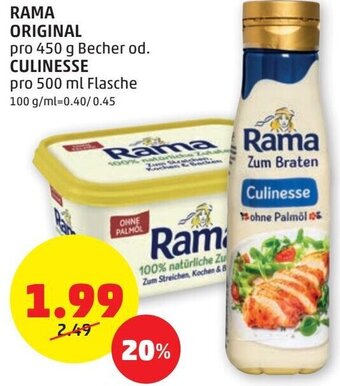 PENNY Rama Original 450g od. Culinesse 500 ml Angebot